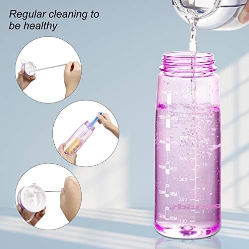 GHONLZIN Water Bottle, 800ml Fitness Sports Water Bottle with Time Marker Tracker for Measuring Daily Water Intake 100% BPA-Free Dishwasher Safe for Athletic,Excerise