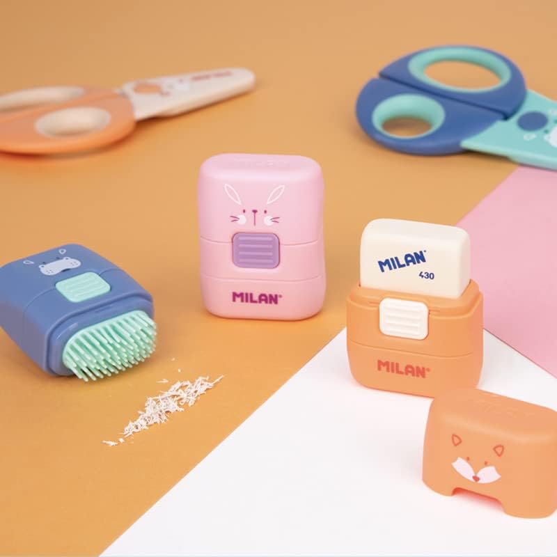 MILAN Funny Animals ® Special Series 16 Rubber Display Box with Compact Brush