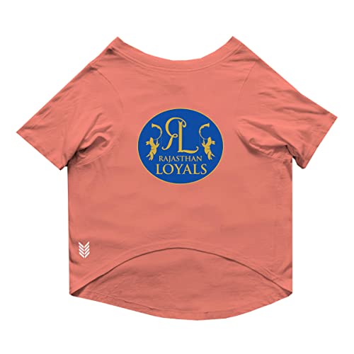 Image of Ruse Crew Neck Half Sleeves T-Shirt for Dogs IPL Replica Rajasthan Loyals Team Dog Cotton Jersey Printed Breathable Tees Apparel for Pet - Gift for Dogs (Retrievers, Labs etc) (Pink, XL)