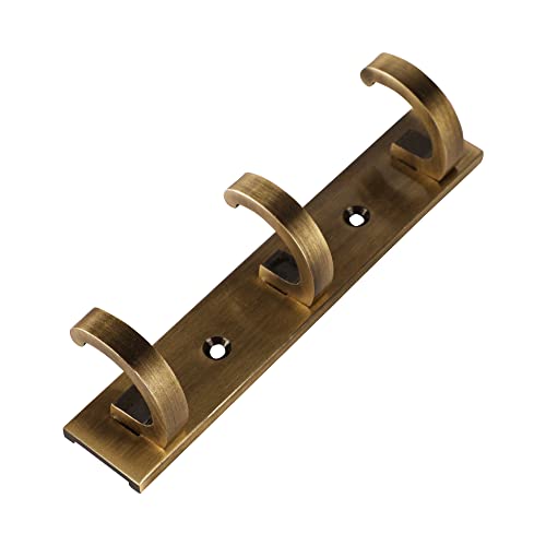 Image of Sainath Metal 3 Pin Antique Brass Finish Cloth Hanger Wall Mounted Bathroom Cloth Hooks /Khunti, Wall /Door Hooks Rail for Hanging Keys, Cloths, Towel (Pack of 2)