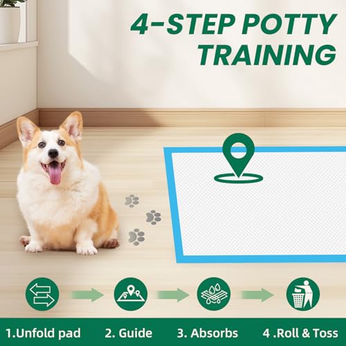 Image of 200 Count Large Dog & Cat Puppy Pee Pads - 28 inchx30 inch Absorbent Potty Training Pads | Leakproof Quick-Dry Disposable Pet Pads for Puppies, Dogs & Cats | Indoor, Outdoor, Litter Box, Housebreaking Use