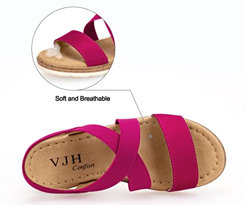 Image of VJH confort Women's Flat Sandals, Comfort Slip-on Elastic Ankle Strap Slingback Light Weight Casual Walking Sandals