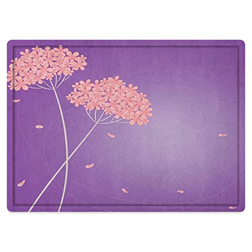 salle de bain antidérapant super absorbant l'eau,Allium Flower Floral Design avec Swirl Lines Falling Leaves Inspiré de l'automne Bleu Viol,Antidérapant à Poils Longs en Absorbant Tapis Salle 60*100CM