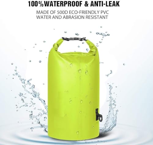 Image of Leosportz Waterproof Dry Bag with Shoulder Strap | Water Bag for Swimming River Rafting | Floating and Lightweight Travel Bag for Men and Women (Yellow, 20, litres)