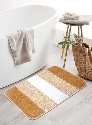 Image of NAMCHI Comfort Microfiber Bath Mat Anti Skid Non Slip Bathroom Floor Mat Super Absorbent & Quick Dry | Soft Machine Washable Bath Rug for Bathroom, Bedroom & Home (Beige 50x80cm)