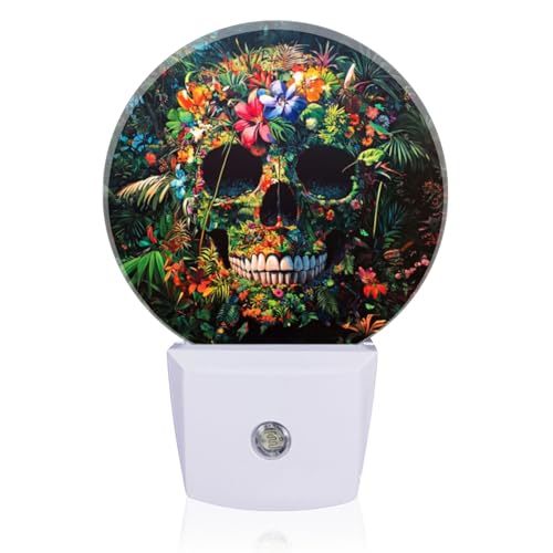 Image of LED Night Lights Lamp with Dusk to Dawn Sensor, Exquisite Tropical - Flowered Skeleton Night Light Plug Into Wall for Kids Room, Bedroom, Bathroom, Kitchen, Hallway