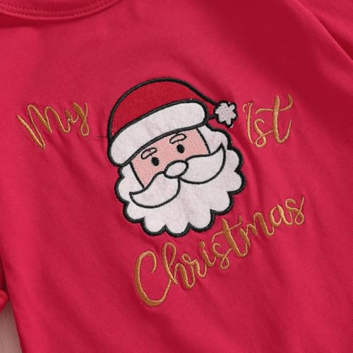 Sasaerucure Newborn Baby Girl Christmas Jumpsuit Romper with Headband Infant Girl Christmas Outfits3