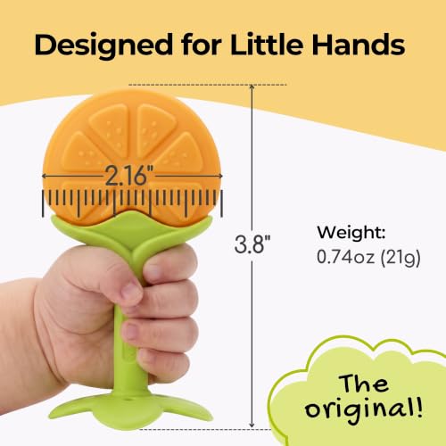 Image of Innobaby Original Teethin Smart EZ Grip Fruit Teether and Sensory Toy for Babies and Toddlers in Citrus. BPA Free Teether