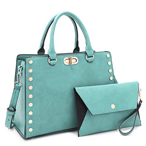 Dasein Purses and Handbags for Women Satchel Bags Top Handle Shoulder Bag Work Tote Bag With Matching Wallet (Blue)