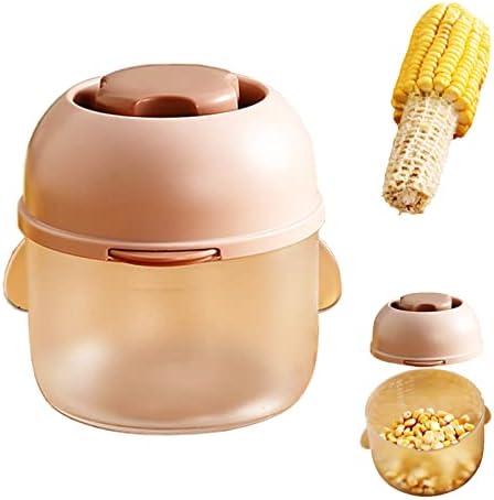 OLEKURT Multifunctional Corn Peeler - Cob Corn Stripper | Quick Remove Corn Kernels | with Bowl Grinding Cover and Safety Handle (Pink)