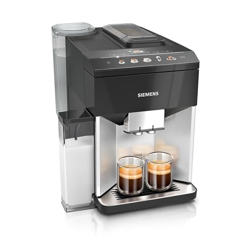 SIEMENS, machine à café tout automatique, EQ500, aromaDouble Shot, autoMilk Clean, ceramDrive, bandeau coffeeSelect, fonction double tasse, Noir/Argenté, TQ513R01