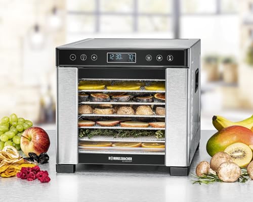 ROMMELSBACHER Dörrautomat DA 650, Dörrfläche 0,5 m², inkl. 7 Edelstahl-Dörrtabletts, 1 Dörrgitter, 1 Dörrunterlage, LCD-Display, 99 Std. Zeitschaltuhr, Temperatur einstellbar (35 °C – 75 °C)