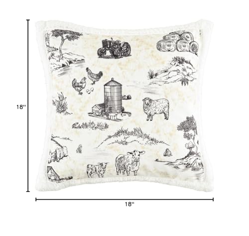 Image of Paseo Road Indigo Hill by HiEnd Accents Farm Life 18x18 Brown Throw Pillow