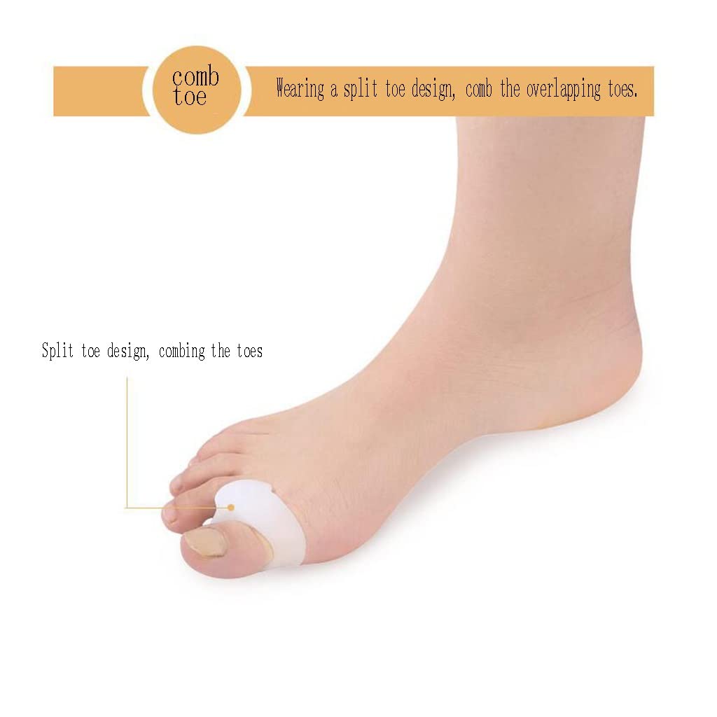 Separador de Dedos de Silicona, espaciadores de Dedos: Corrector de Gel para Dedo en Martillo, Alivio del Dolor de juanete en mazo, Dedos torcidos superpuestos, Fascitis Plantar de Yoga