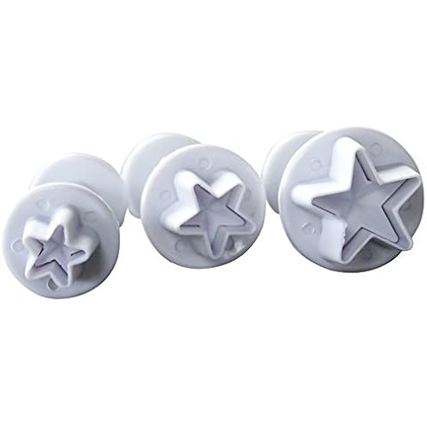 KALAIEN Small 3-Piece Star Fondant Plunger Cutter Set Cake Cookies Decorating Tool Mold-Tiny Cover