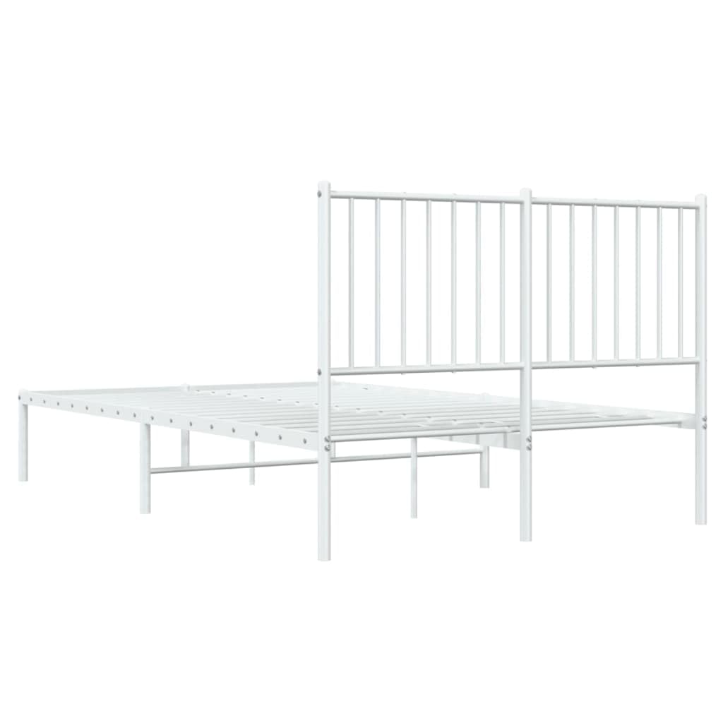 vidaXL Metalowa rama łóżka z wezgłowiem, biała, 120x200 cm, łóżko, metalowe łóżko, metalowe lozko, metalowa rama łóżka, rama lozka, łóżko z metalu
