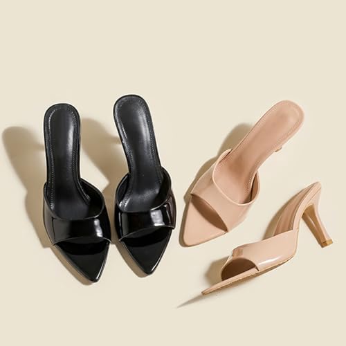 Women's Leather Pointed Toe Open Toe High Heel Sandals Fashion Formal Party Dress Pumps Comfortable Slingback Slip-On Mule Sandals2