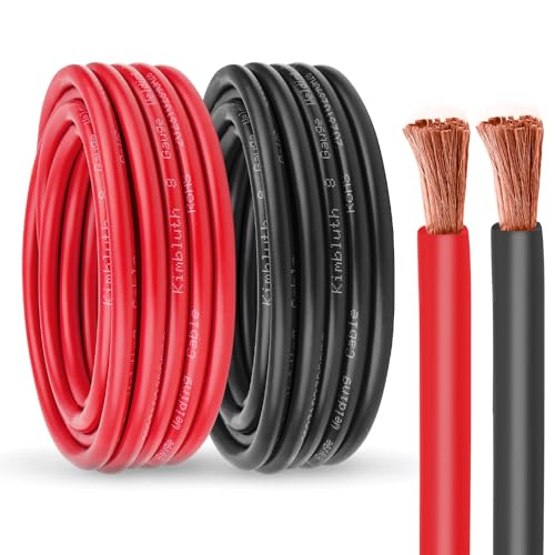 Image of 8 Gauge Battery Cable Copper Wire, 10FT Red+10FT Black 8 AWG Welding Cable Standard USA OFC Wire for Automotive, Battery, Solar, Marine and Generator