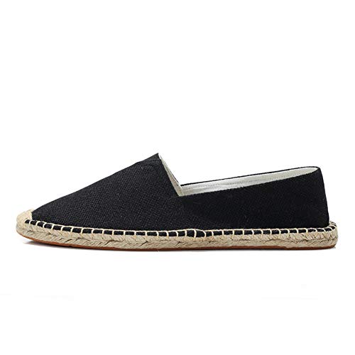 Unisex Espadrilles Flats Mens Womens Alpargata Breathable Slip On Canvas Shoes Black Label Size 44-270mm - US 11.5 Women/10 Men4