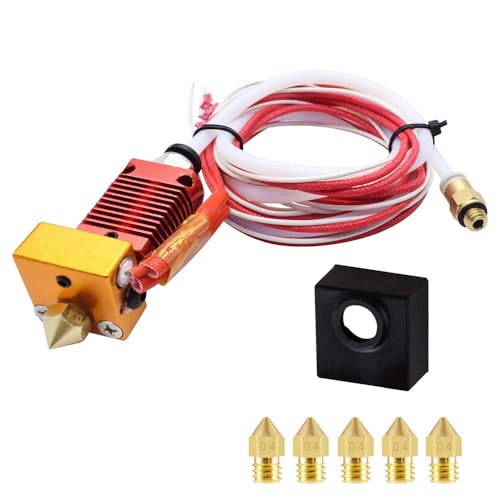 Luabue Kit de Boquilla Ender 3D Impresora Ender 3 Extrusora Kit con bloque de calentamiento de aluminio y 5 Boquillas de Impresora para Impresoras 3D Ender-3 Pro (12V 40W)