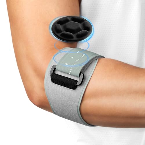 Fefod Coderas Epicondilitis, Cinta de Codo Tenista con Almohadilla de Silicona 3D, Coderas para Tendinitis Ajustable, Coderas de Golfista para Hombre y Mujer para Tendinitis Alivio del Dolor (Gris)