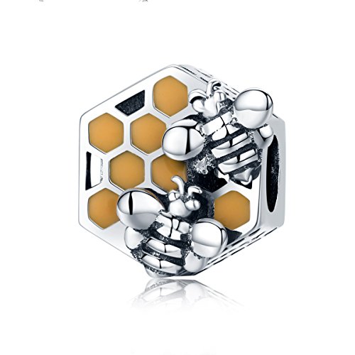 Bee Honeycomb Charm Beads 925 Sterling Silver Beads Fit for European Charm Bracelet