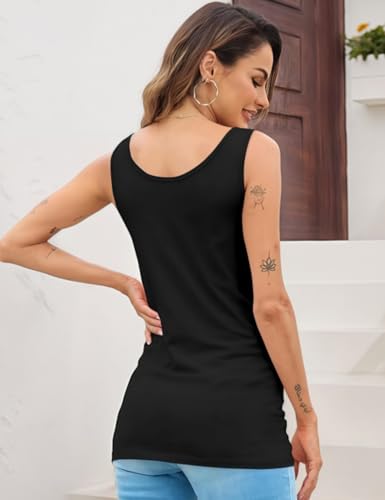 Image of H HIAMIGOS Womens 3 Packs Long Tank Tops Stretchy Cotton Sleeveless Camisole Undershirts Layering Workout Yoga Camis