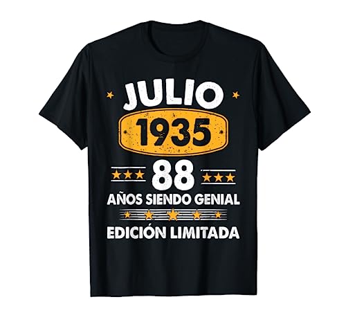 Hombre 88 Años Cumpleaños Regalo Hombre Julio 1935 Julio 88 Años Camiseta