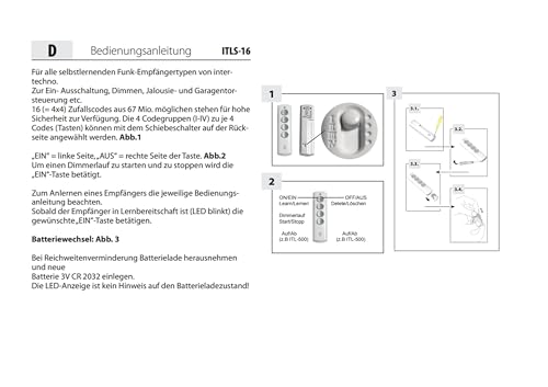 Intertechno ITLS-16 RF kabellos drücken Sie die Tasten weiß Fernbedienung – Fernbedienung (RF, kabellos, drücken Sie die Tasten, weiß)