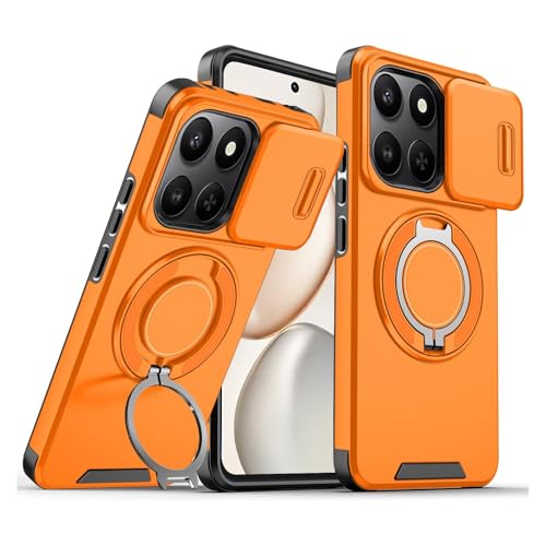 Junruijia Case for Honor 400 Smart (6.77) Camera Lens Protector 360 Metal Stand Protective Case [ Dual Layer PC + TPU ] Cell Phone Case-Orange