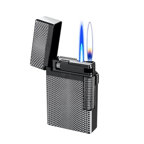 Mechero clásico de metal grabado con elegante llama ajustable 2