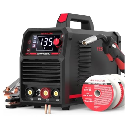 YESWELDER 135Amp MIG Welder,110V Flux Core Welder Flux MIG/Lift TIG/Stick 3-in-1 Large LED Digital Display Welding Machine IGBT Inverter Welder FLUX-135PRO