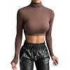 2023 Nieuwe – Vrouwen Lange Mouw Top Blouse Crop Top Coltrui Sexy Basi-c Bijgesneden Tops Shirt Slanke Sexy Mode Tops…
