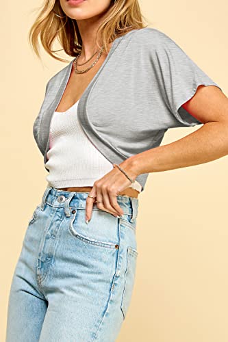 Image of Lock and Love Women's Versatile Open Front Lightweight Short Sleeve Bolero Shrug