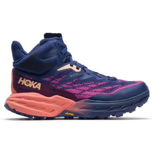 HOKA ONE ONE Women's Speedgoat 5 Mid GTX Trekking Shoes, Bellwether Blue/Camellia, 7 UK