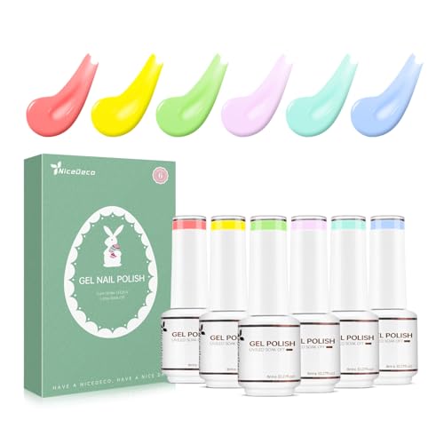 Nicedeco Kit Easter Smalto Semipermanente Azzurro Unghie Rosa Smalti Gel Per Unghie Lampada Uv Led Soak Off Gel Nail Polish Gift Set 22, 6X8Ml