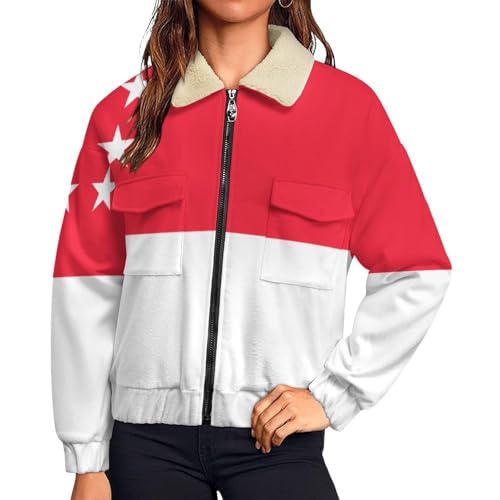Blouson polaire femme contre le froid hivernal veste chaude zippée avec grande poche