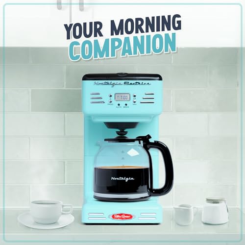 Nostalgia Retro 12-Cup Programmable Coffee Maker With LED Display, Automatic Shut-Off & Keep Warm, Pause-And-Serve Function, Aqua by Nostalgia - Image 2