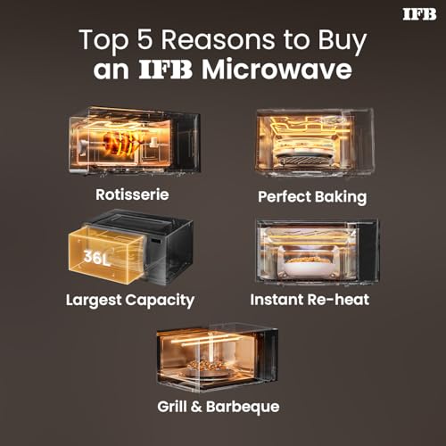 Image of IFB 36BRC2 Rotisserie Convection Microwave Oven, 36L, 1000W, 125 Auto Cook Menus, Black
