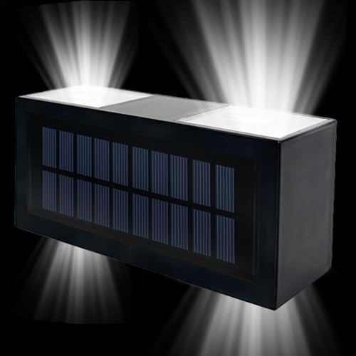 Apliques de pared solares al aire libre,aplique de pared solar,Luces solares de la cerca del atardecer al amanecer - Crepúsculo a las luces solares al aire libre de iluminación accionadas solares del