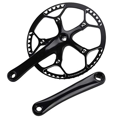 マウンテンバイクアルミニウム合金中空積分シングルスピードクランクセットアーム修理アクセサリー (すべて黒)