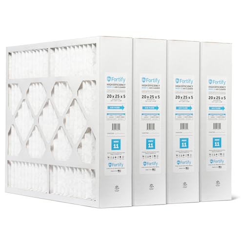 Image of Fortify 20x25x5 MERV 11 Replacement for Lennox X6673, X6661 HVAC Furnace Filter. (4-Pack) Actual Size: 19.7 x 24.7 x 4.38