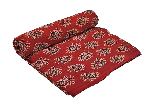 Image of Ethnics of Kutch Women's Ajrakh Modal Silk Natural Dye Hand Block Print Unstitched Kurta Fabric (For Lenght - Refer Bullet Point Below)
