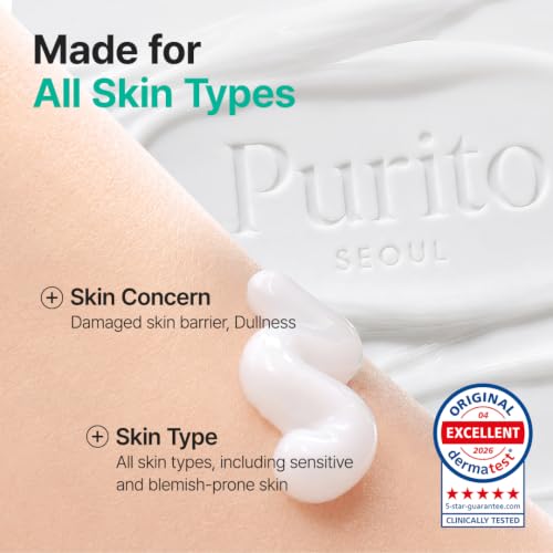 Image of PURITO Panthenol 10% Post-Acne Cream Moisturizer for Blemish Marks, Barrier Repair, Silicone-Free, Non-Comedogenic, Fragrance-Free, Vegan & Cruelty-Free Korean Skincare, 100mL 3.38 fl.oz