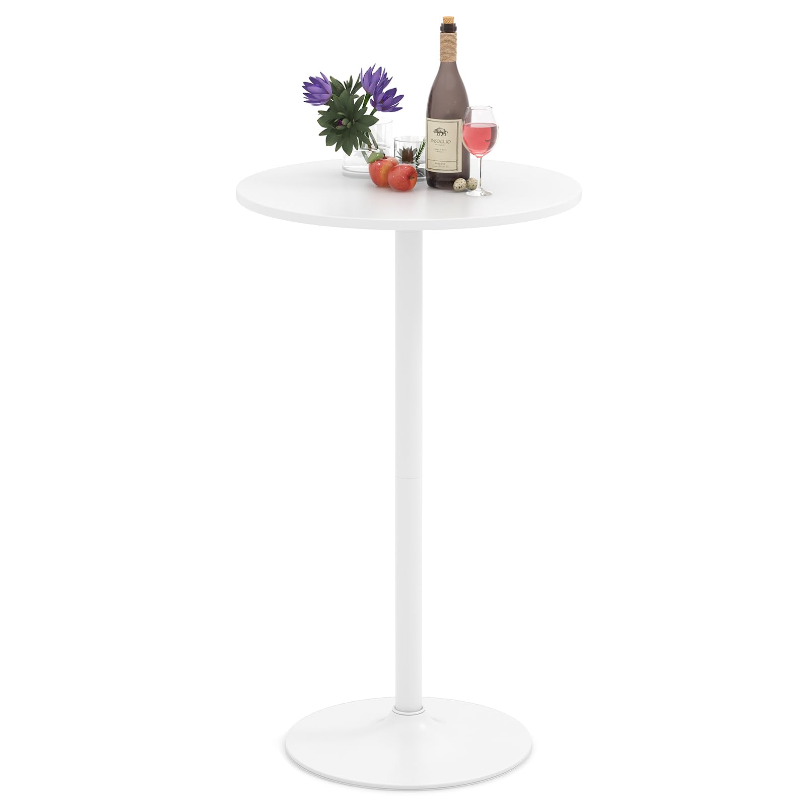 COSTWAY Stehtisch Ø 60 cm, 2 in 1 Bartisch & Esstisch höhenverstellbar 56/101,5 cm, Bistrotisch rund, Bartisch, Partytisch für Balkon, Club, Pub, Zuhause (Weiß,1)
