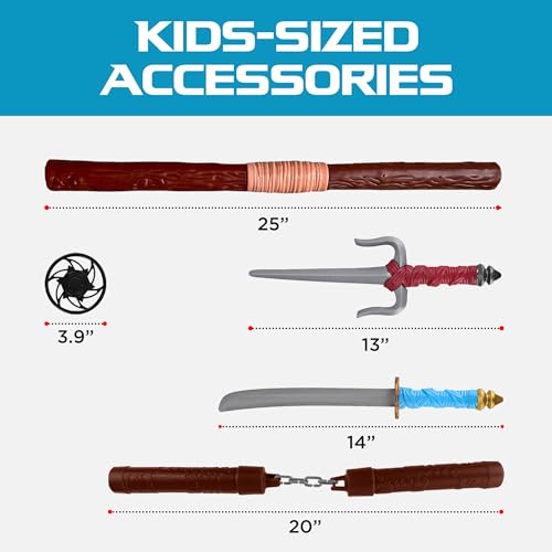 liberty imports ninja toy weapons kids role play set with 2 katana swords 2 sais 4 shuriken and bo staff for children dress up pretend play battles
