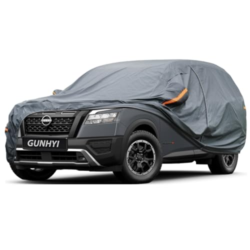 Image of GUNHYI Premium Car Cover Custom Fit Nissan Pathfinder, 16 Layers Heavy Duty Car Cover Waterproof All Weather with Zipper Door for Sun Rain Snow Dust Uv Protection