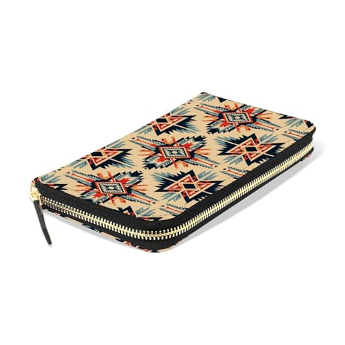 American Indian Ethnic Pattern Women's Large Capacity Wallets Holder Wallet Credit Card Clutch Coin Pocket Pu Leather Zipper Closure Deal Gift for Women 212198193