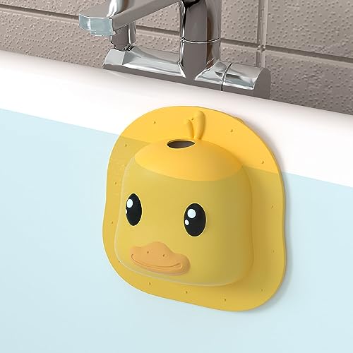 Image of Bathtub Overflow Drain Cover - Silicone Bath Tub Drain Cover, Tub Overflow Drain Stopper with Suction Cups, Duck Overflow Cover Adds Inches of Water for Deeper Bath, Bathroom Spa Relaxing Accessory