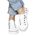 Onsoyours Damen Schuhe Lace Up Trainers Sommer Sportschuhe Canvas Sneaker Freizeitschuhe Einzelschuhe Walkingschuhe Flache Stoffschuhe Wanderschuhe B Weiß 38 EU